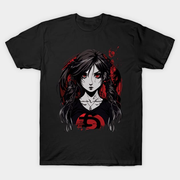 Anime girl with red eyes T-Shirt by remixer2020